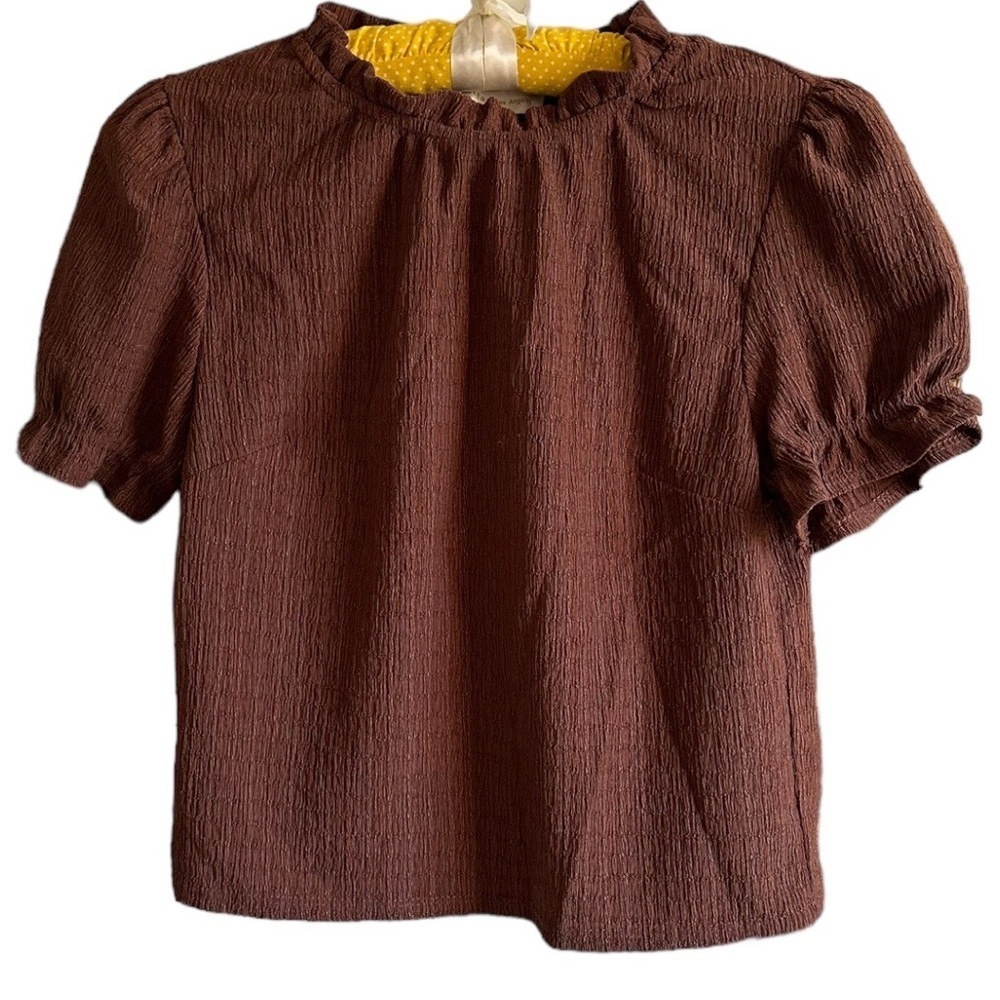 Monteau cropped puff sleeve Babydoll Blouse vintage inspired sz small